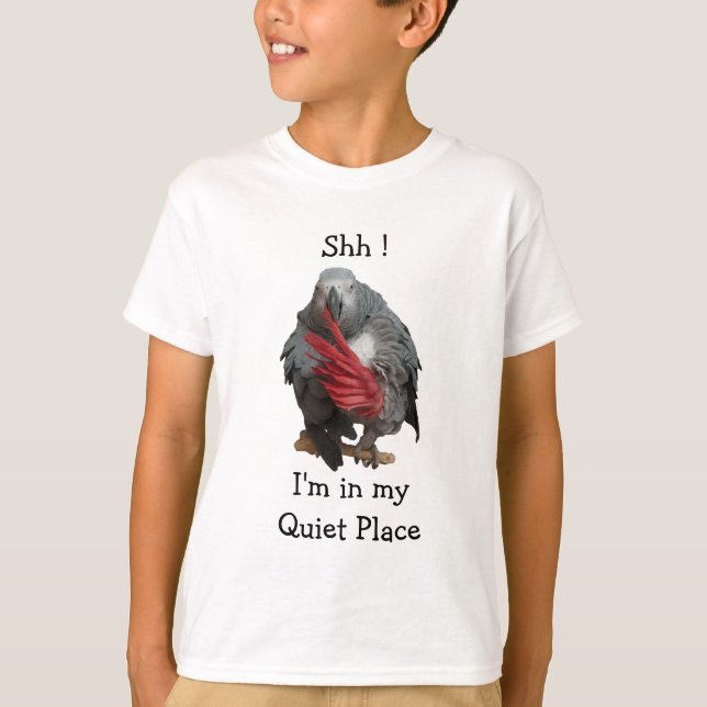 ¡Shh!" Camiseta "Study" de chico de loro gris afri (Anverso)