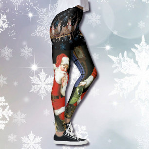 Shh Santa Claus Viene A Las Leggings De La Ciudad
