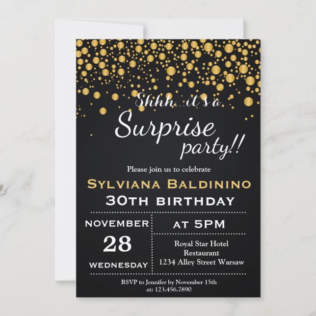 SHHH... ¡ES UN FIESTA SORPRENDENTE!... INVITACIÓN  (Anverso)