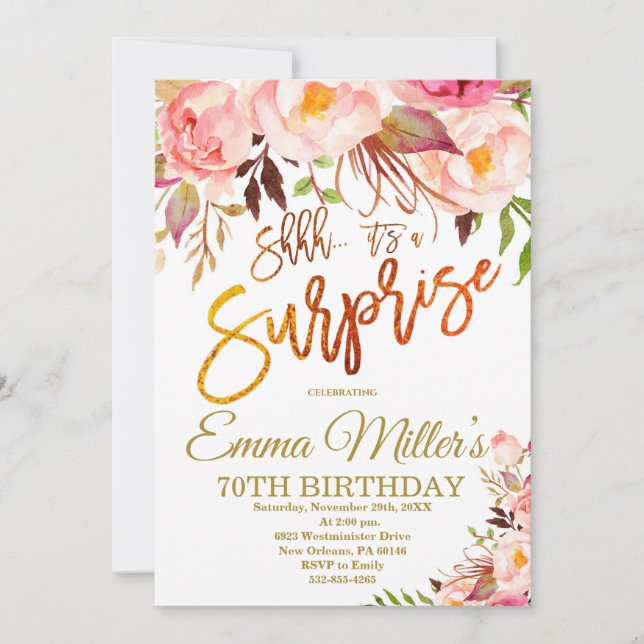 Shhh es una invitación sorpresa de cumpleaños, Ros (Anverso)