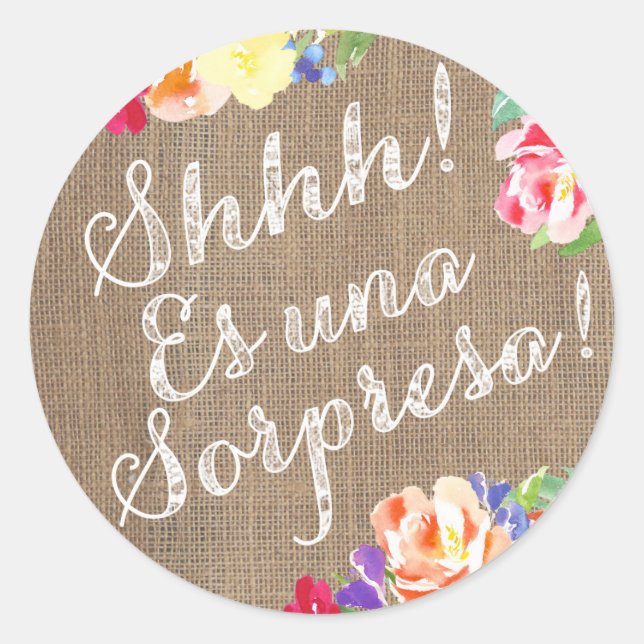 ¡Shhh! ¡Es una Sorpresa! Pegatina para sobre (Anverso)