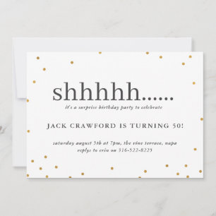 Shhhhh, invitación para fiesta de cumpleaños sorpr