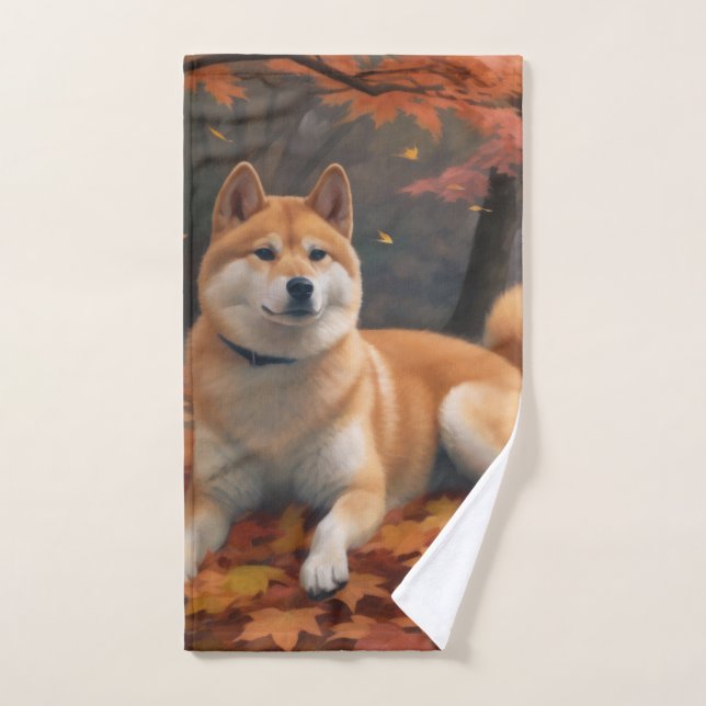 Shib Inu en otoño se inspira (Toalla de mano)