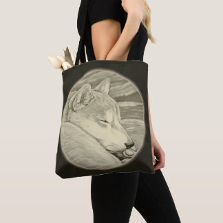 Shiba Inu agita las bolsas de té de la compra de l