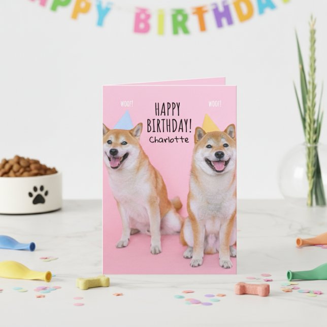Shiba Inu Birthday Bliss tarjeta de felicitación d (Shiba Inu Birthday Bliss Folded Greeting Card)