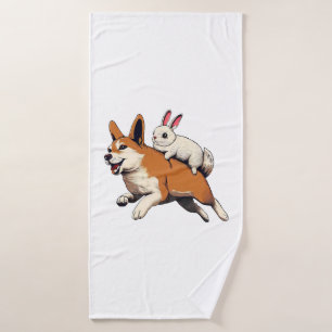 Shiba Inu Dog and Rabbit - Jugando juntos diseño
