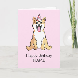 Shiba Inu Dog Dibujando Plantilla Feliz Cumpleaños