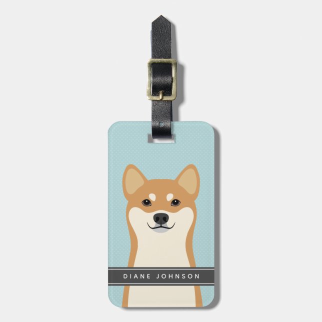 Shiba Inu Etiqueta de equipaje de perro (Frente Vertical)