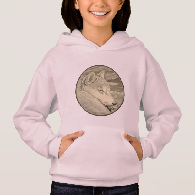 Shiba Inu Hoodie, la camiseta de un chico con capu (Anverso)