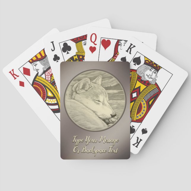 Shiba Inu Jugando Cartas Personalizadas De Perro (Reverso)