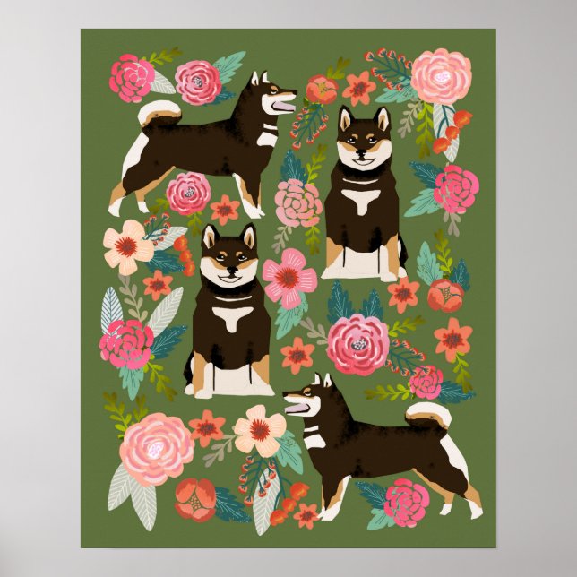 Shiba Inu - Negro y Tan - Arte de pared (Frente)