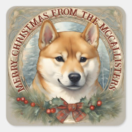 Shiba Inu Perro Navidades personalizados Pegatina 