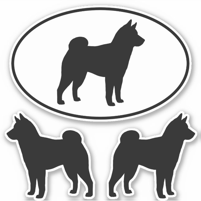 Shiba Inu Silhouettes Perro Raza Vinyl Pegatina Se (Anverso)