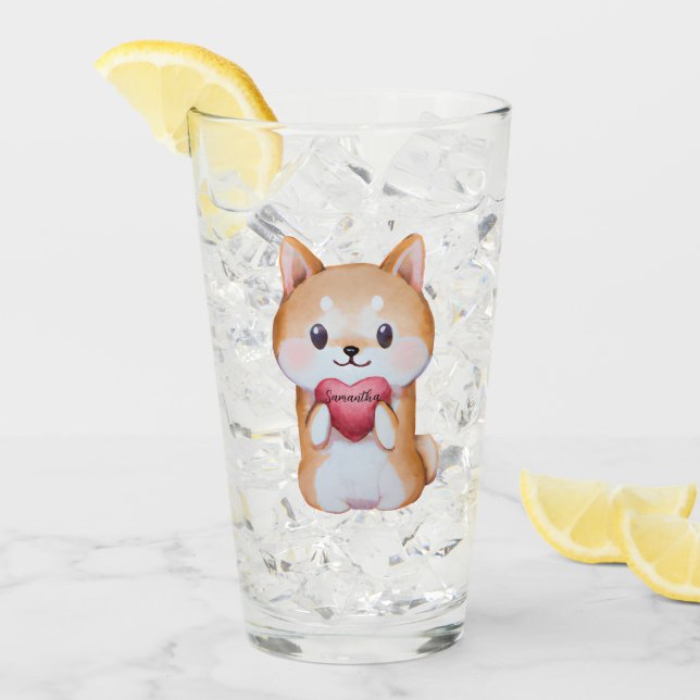 Shiba Inu sosteniendo un corazón (Anverso (hielo))