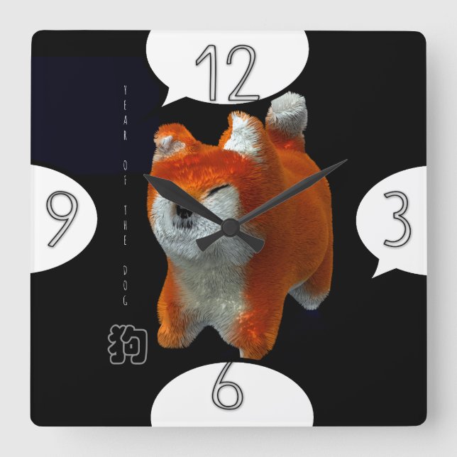 Shiba Puppy 3D Perro Art Año Nombre Reloj De Pared (Anverso)