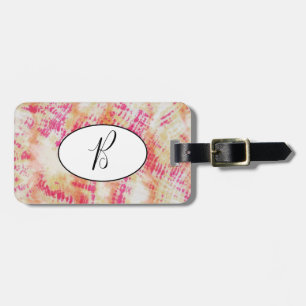 Shibori Naranja rosa Etiqueta de equipaje de tinte