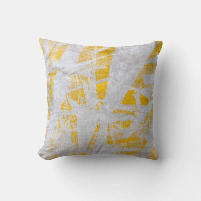 Shibori Tejic Moderno Almohada de tinte amarillo (Anverso)