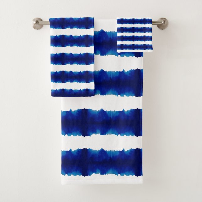 Shibori Tie Dye Blue Boho Bath Set de toallas (In situ)