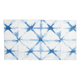 Shibori Tie Dye Blue Triangle Pattern Funda de alm