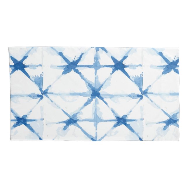Shibori Tie Dye Blue Triangle Pattern Funda de alm (Reverso-derecho)