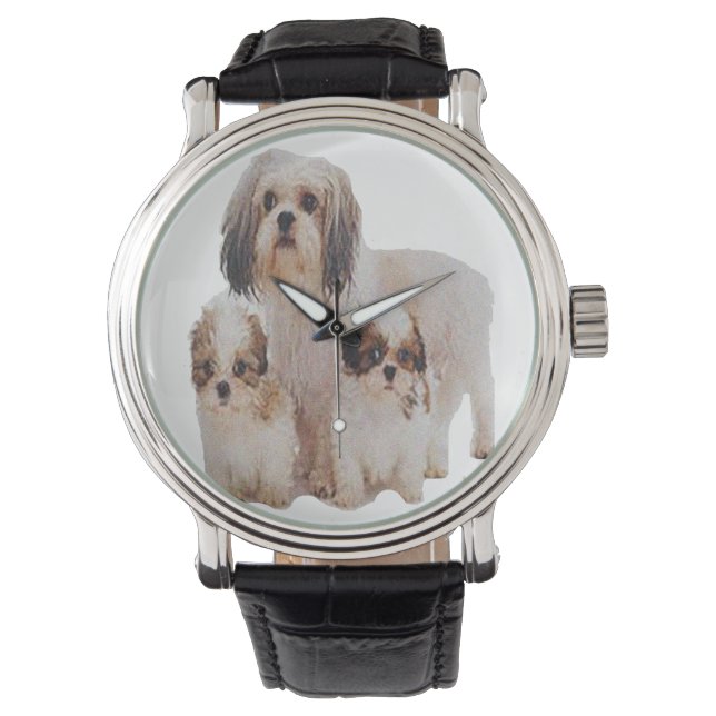 Shih tsu cachorros reloj de pulsera (Anverso)