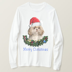 Shih-Tsu Navidades de perro con camiseta