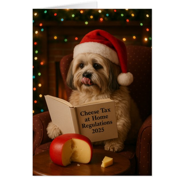 Shih Tzu 'Cheese Tax' Christmas card (Frente)