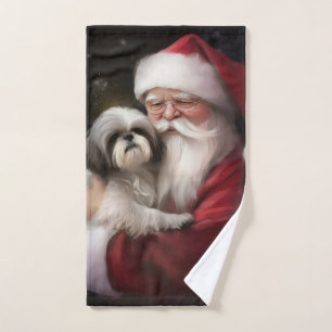 Shih Tzu Con Navidades festivos de Santa Claus