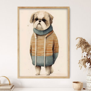 Shih Tzu con suéter acogedor, decoración divertida