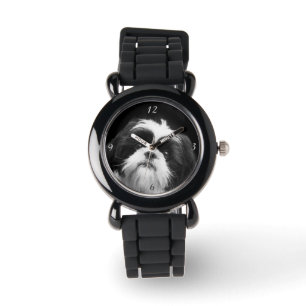 Shih Tzu Dog purpurina reloj de pulsera