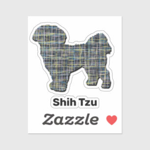 Shih Tzu Dog Silhouette Pegatina amarillo y negro