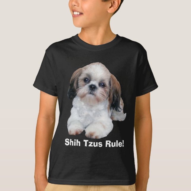 Shih Tzu embroma la camiseta (Anverso)