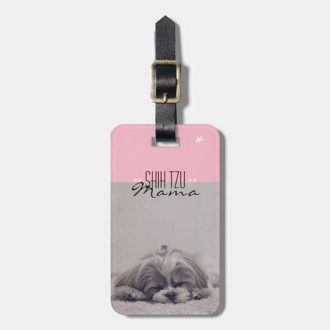 Shih Tzu Mama Etiqueta del equipaje para las mamás (Frente Vertical)
