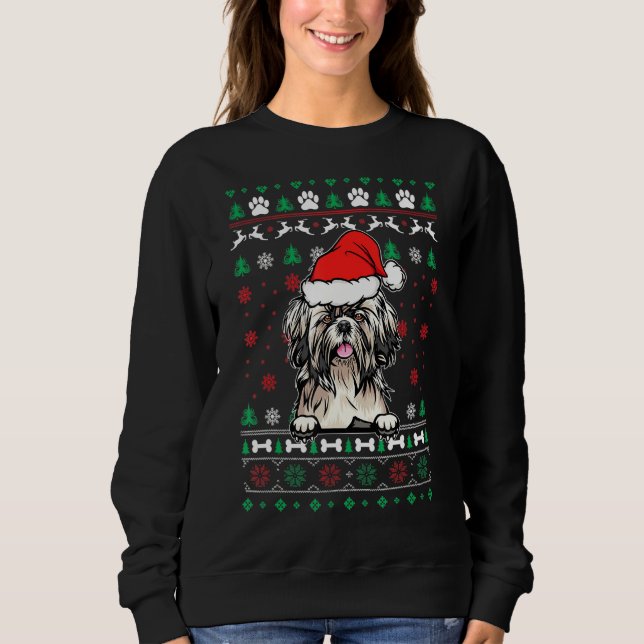 Shih Tzu Navidades de perros Navidades feos suéter (Anverso)