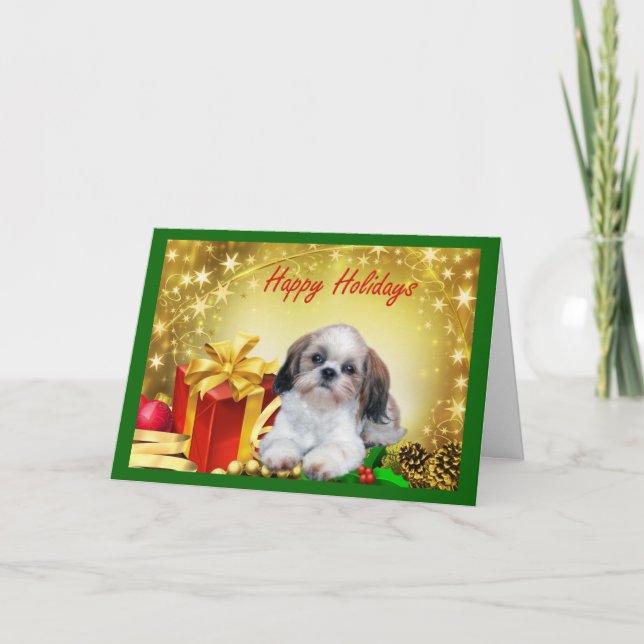 Shih Tzu Navidades Regalos de tarjetas (Anverso)
