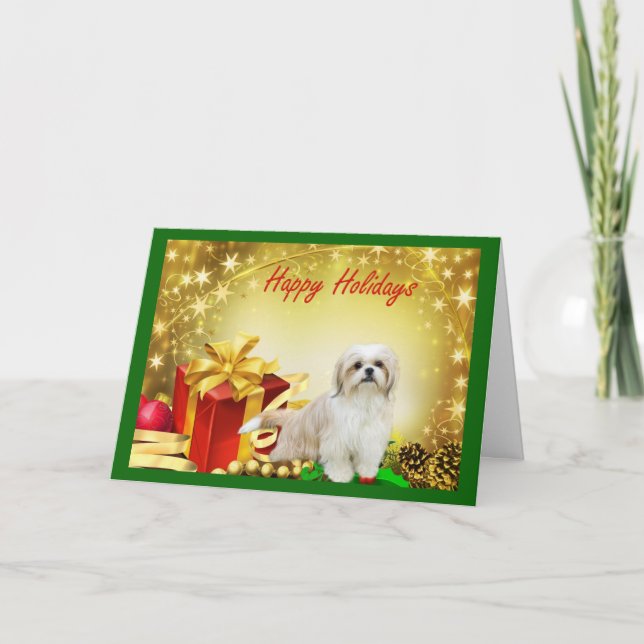 Shih Tzu Navidades Regalos de tarjetas (Anverso)