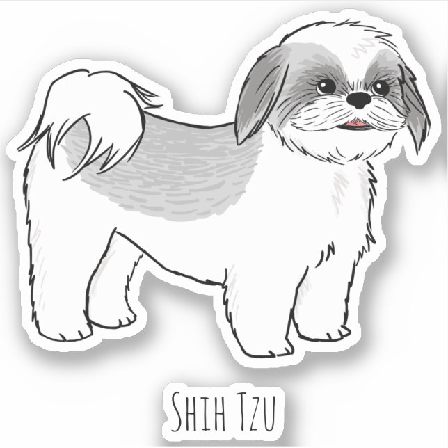 Shih Tzu Pegatina de vinilo de perro de caricatura (Anverso)