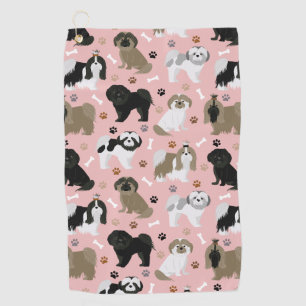 Shih Tzu Perro garitas y toalla de golf de huesos