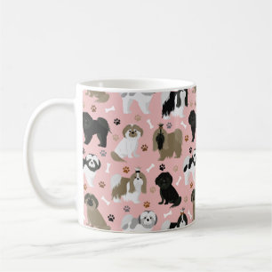 Shih Tzu Perro garras y hueso café tazas