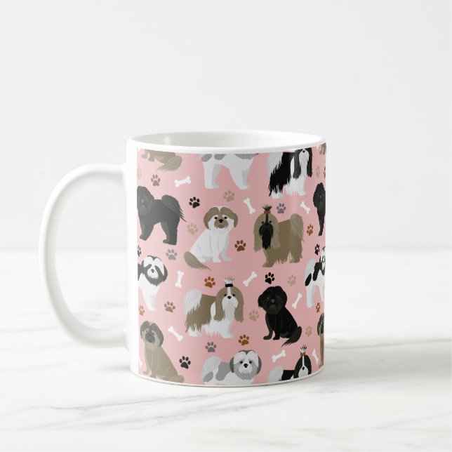 Shih Tzu Perro garras y hueso café tazas (Izquierda)