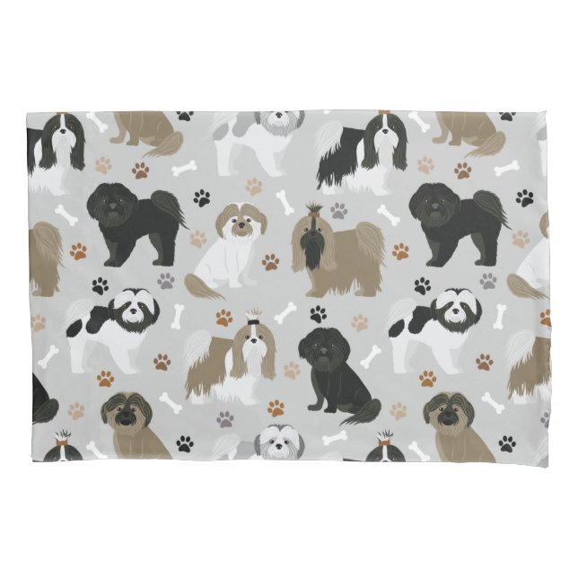Shih Tzu Perro garras y huesos Funda de almohada (Anverso)