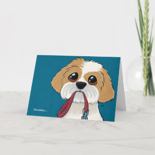 Shih Tzu pipa con plomo   Tarjeta de agradecimient