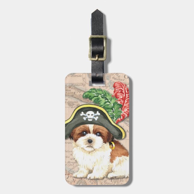 Shih Tzu Pirate Etiqueta del equipaje (Frente Vertical)
