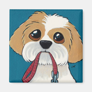 Shih Tzu, una cachorro en el imán de arte del perr