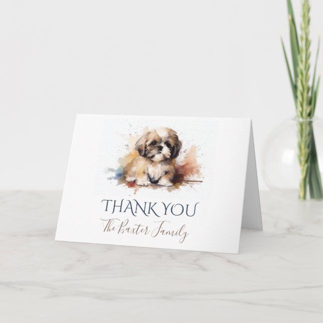 Shih Tzu Watercolor - Tarjeta de agradecimiento (Anverso)