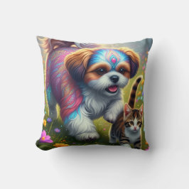 Shih tzu y cojín gatito