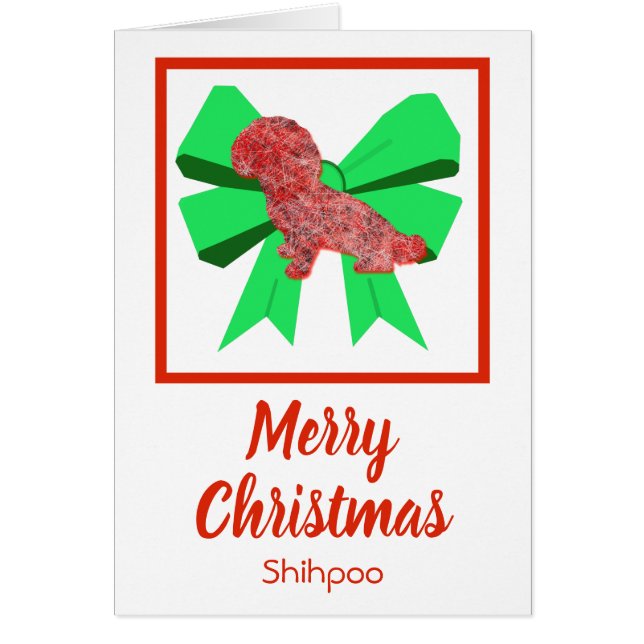 Shihpoo Navidades Cute Perro y tarjeta de vaca ver (Frente)