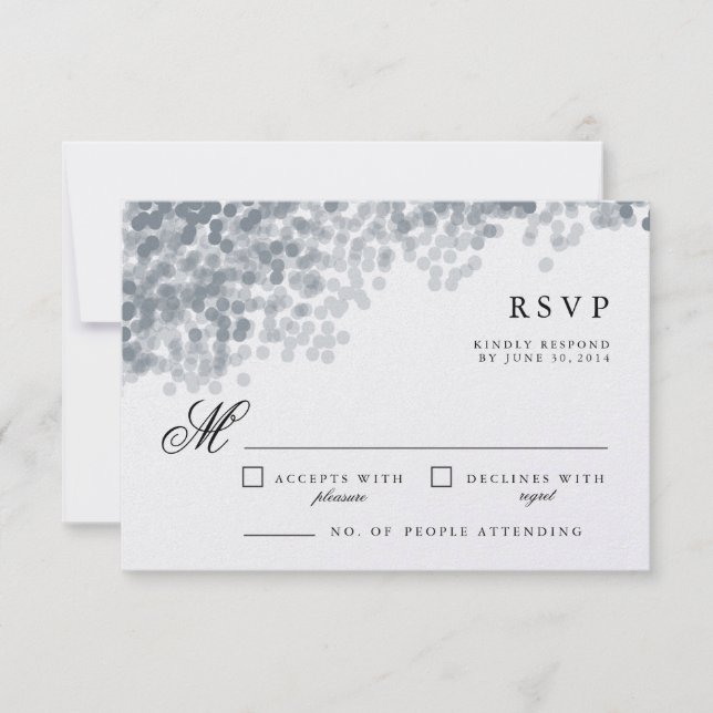 Shimmer plateado gris | Tarjetas de respuesta RSVP (Anverso)