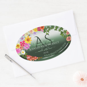 Shimmery Dark Green Floral Product Etiquetas Monog