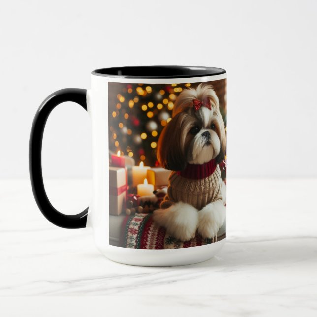 Shin Tzu Pair Navidades Día de la Copa Coffee Mug (Izquierda)
